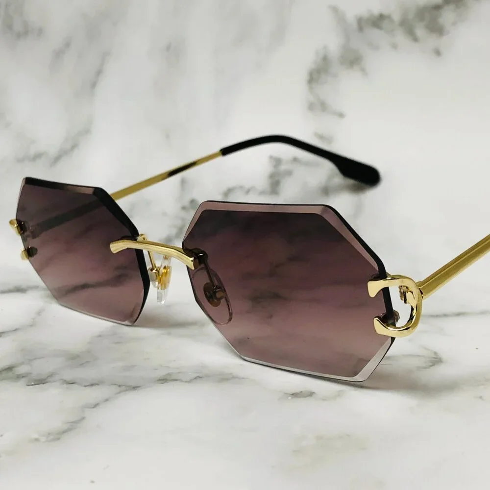 Men Sunglasses Brown‎ Lens Square Gold Frame Street Wear Light Weight Lentes New